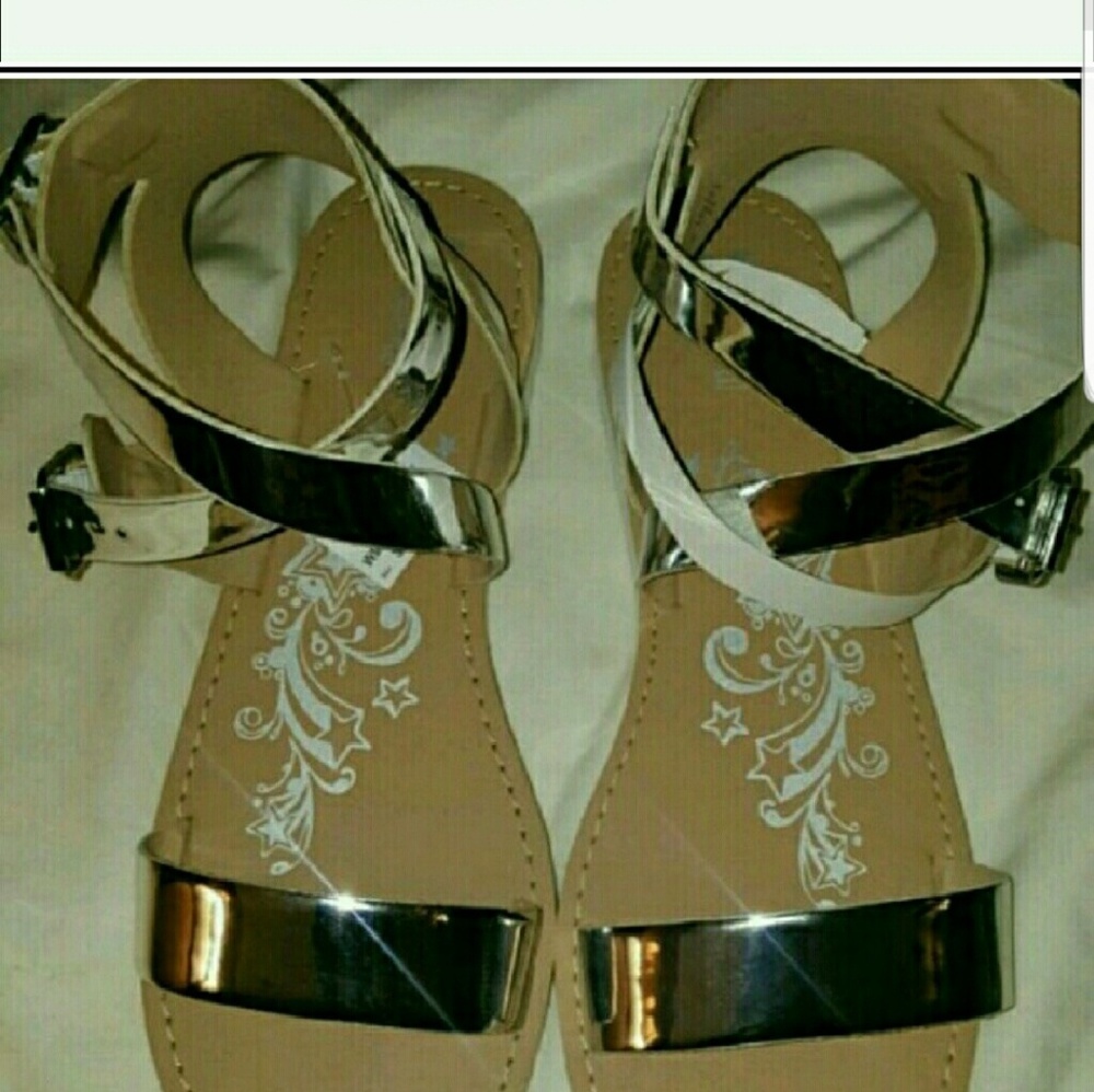 Silver and White gladiator sandals